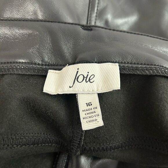 Joie NWT Black Vegan Leather The Joie Pant Shiny Plus Size 16 - Picture 8 of 16